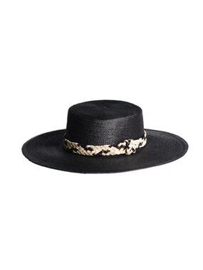 Anthropologie ASN ASTORIA Wide-Brim Black Straw Hat OS